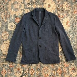 Faherty Inlet Knit Blazer Mens Large Navy Melange Casual Unstructured Sport Coat